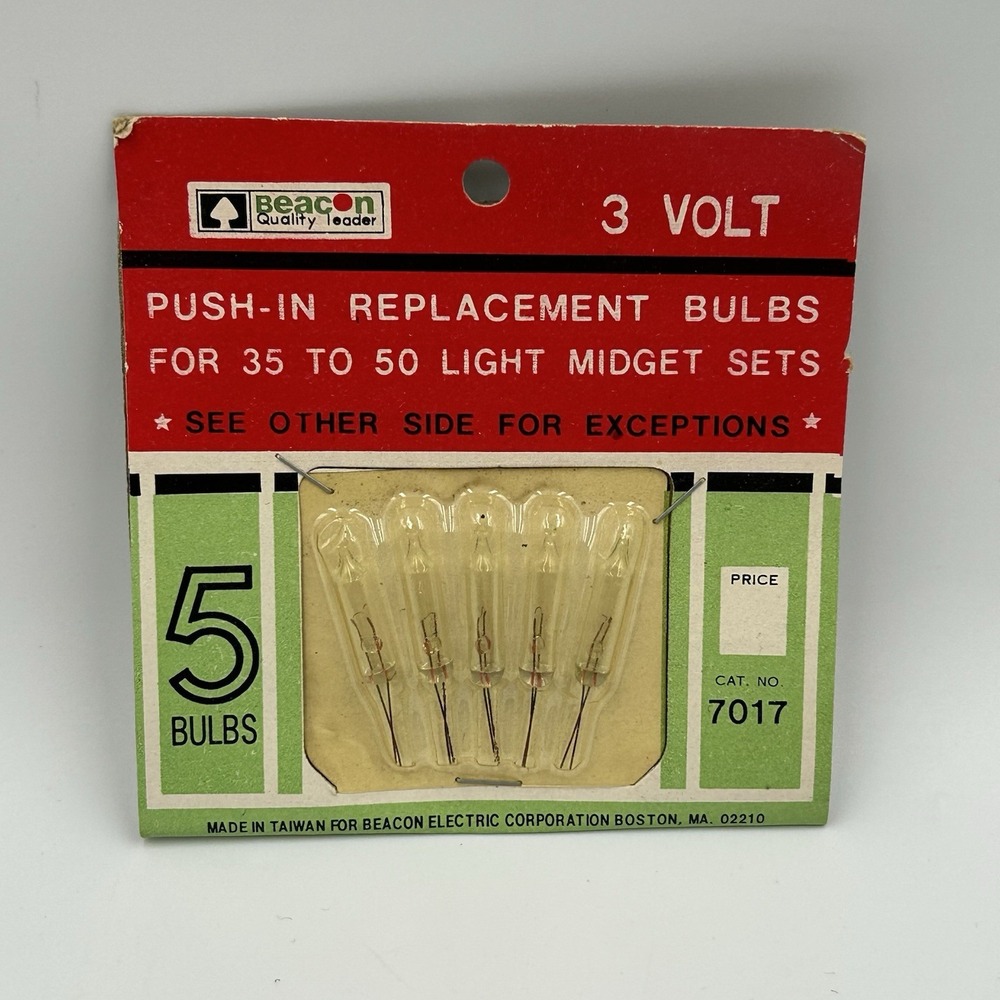 VTG NIP 3 Volt Beacon 5 Push-in Replacement Bulbs for Christmas Midget Sets 7017